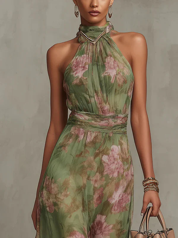 Julia - Vestido largo verde floral Marti