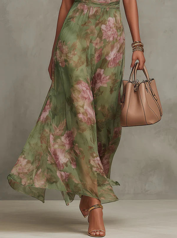 Julia - Vestido largo verde floral Marti