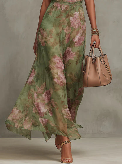 Julia - Vestido largo verde floral Marti