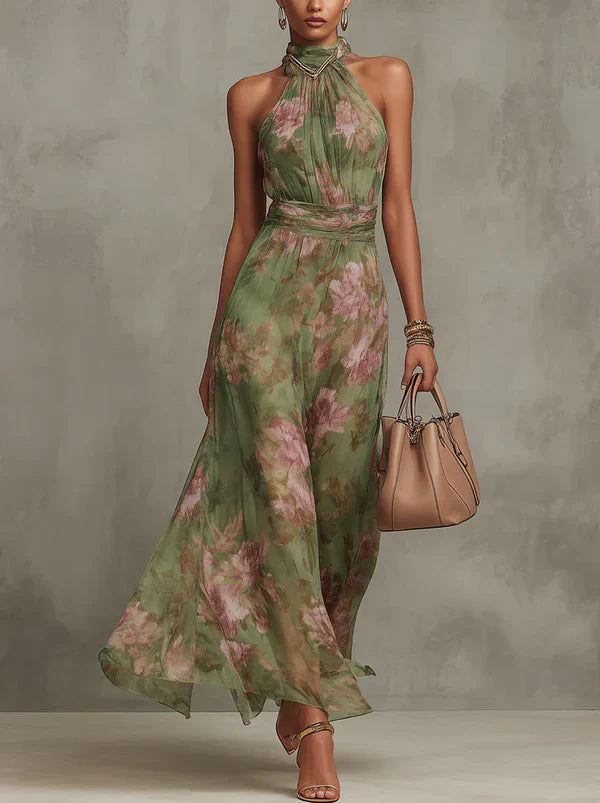 Julia - Vestido largo verde floral Marti