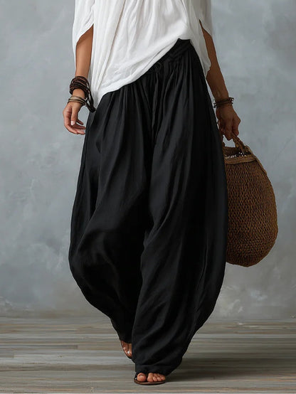Conjunto de Top Blanco Off-the-Shoulder y Pantalones Lantern Holgados