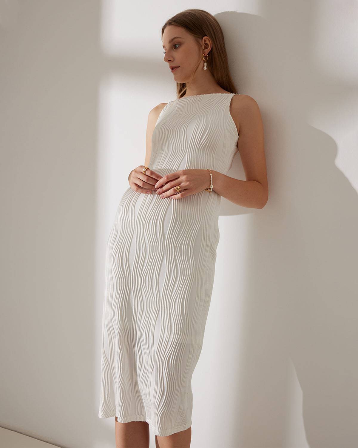 Malena | Vestido camiseta con textura de ondas de agua