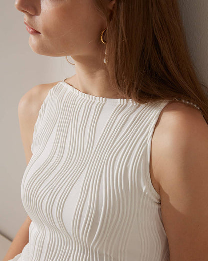 Malena | Vestido camiseta con textura de ondas de agua