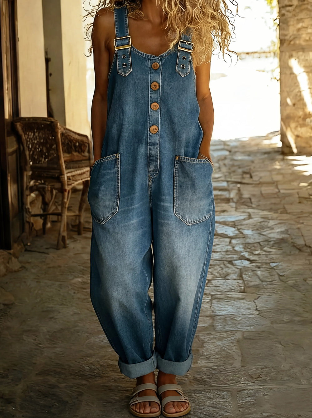 Rocio™ - Mono vaquero casual con hebilla ajustable.