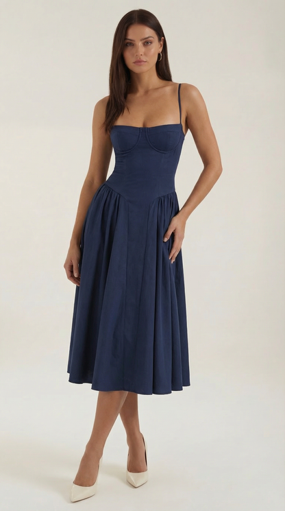 Malena | Vestido Midi Estilo Corsé Odette – Ajuste Perfecto