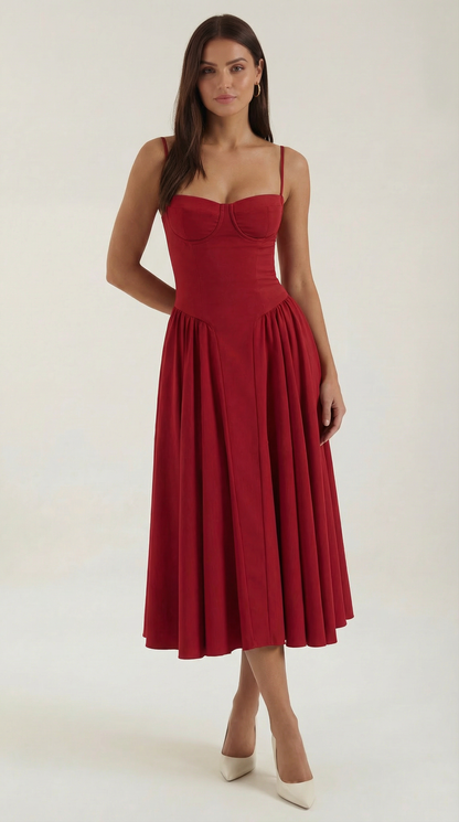 Malena | Vestido Midi Estilo Corsé Odette – Ajuste Perfecto